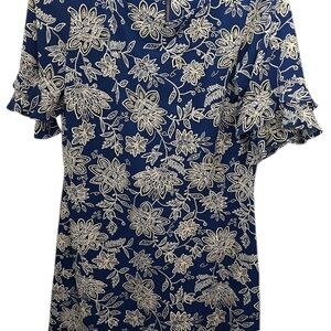 *RN Studio by Ronni Nicole Floral Blue Ruffle Sleeve Dress 6P